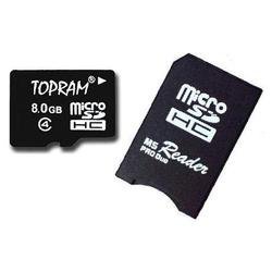 TOPRAM 8GB 8G microSD microSDHC Card Class 4 with Memory Stick Pro Duo Adapter