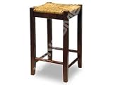 Winsome Wood 24-Inch Antique Walnut Square Rush Seat Bar Stools, Set of 2