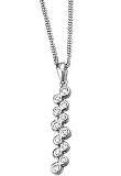 14K White Gold Hand-Crafted Designer Double Journey Pendant, Enhanced with 12 Bezel Set Diamond Stations, Sliding on a 16'' Cable-Chain Necklace. (GH-Color, SI-Clarity, c.t.t.w.0.30CT ).