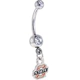 NCAA OKLAHOMA STATE Cowboys DOUBLE Crystalline Gem Belly Ring