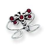 Sterling Silver Antiqued Crystal Butterfly Toe Ring