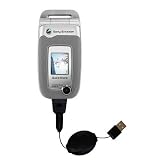 Retractable USB Cable for the Sony Ericsson Z520a Z520 with Power Hot Sync and Charge capabilities - Gomadic Brand w/ TipExchange Technology