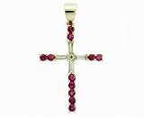 Ladies 0.26ct Diamond and 0.54ct Ruby Cross Pendant