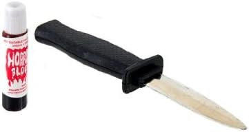 Get Plastic Scary Joke Bleeding Knife with Artificial Blood (Black)