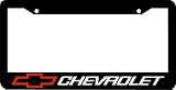 Chevrolet Red Logo Black License Plate Frame with 2 free caps