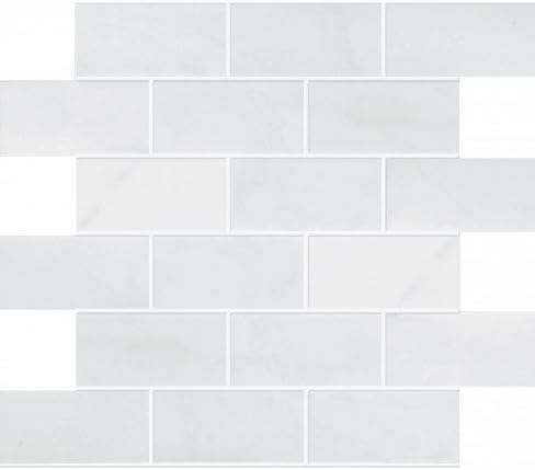 Sample Size 2" x 4" Athens White Marble Subway Tile for Backsplashes and Bathrooms