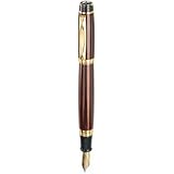 Waterford Kilbarry Fountain Pen with Medium Nib, Amber Guilloche Transparent Lacquer Finish with Gold Accents (WF/450/GGA)