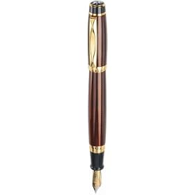 Waterford Kilbarry Fountain Pen with Medium Nib, Amber Guilloche Transparent Lacquer Finish with Gold Accents (WF/450/GGA)