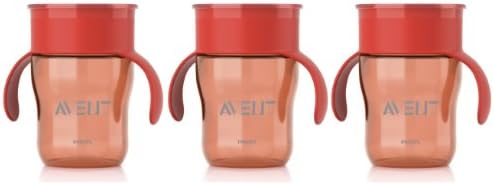Philips AVENT BPA Free 3 Pack Natural Drinking Cup, 9 Ounces, Red
