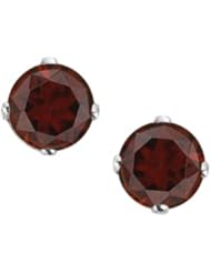 14K White Gold Prong Set 5 MM Natural Garnet Earring Studs