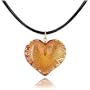 Akuamarina Silver Leaf and Murano Glass Heart Pendant Necklace Gold