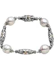 CleverEves Sterling Silver & 14K Yellow Gold 11.00-12.00 mm Freshwater Cultured Pearl Bracelets