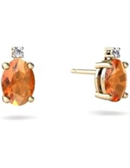 Genuine Fire Opal 14kt Yellow Gold Stud Earrings