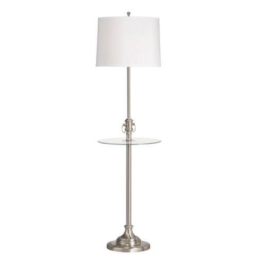 Kichler Lighting 74239 Pressick II 58-Inch Portable Glass Tray Floor Lamp, Brushed Nickel with White Hard Back Shade