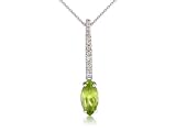 9ct White Gold Diamond And Peridot Necklace