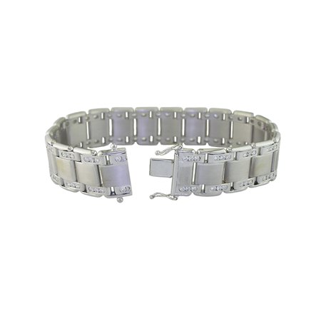 3.50 CT Men's Diamond Bracelet 18K Italian White Gold (VS Clarity, 72 Grams)