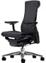 Embody Chair by Herman Miller - Home Office Desk Task Chair with Adjustable Arms - Aluminum Base, Graphite Frame Rhythm Charcoal Fabric