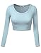 J.TOMSON Women's Basic Solid Color Stretchy Slim Fit Long-sleeve Crop Top