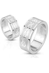 STR-0050 Stainless Steel Two Tone Tribal Pattern Band Ring; Comes With Free Gift Box