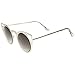 zeroUV Womens Fashion Round Metal Cut-Out Flash Mirror Lens Cat Eye Sunglasses (Silver/Lavender)