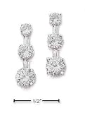 Sterling Silver 3mm 4mm and 5mm Round CZ Drop Post Earrings