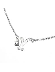 18K White Gold Character "Y" Solitaire Diamond Necklace (16") (0.05cttw, G-H Color, VS2-SI1 Clarity)
