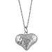 14 Karat White Gold Hammered Puffed Heart Necklace