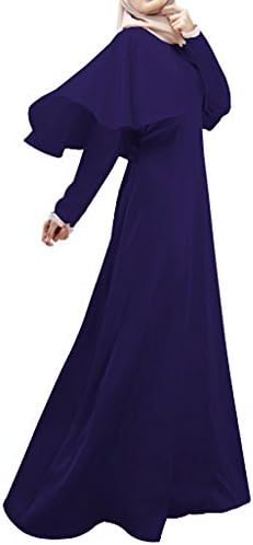 Heart1st Woman's Islamic Designer Jilbab Abaya Clothing Kaftan Dress (L, DARK BLUE)