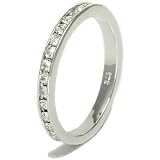 April Sterling Silver Cubic Zirconia Round Cut CZ Eternity Oprah Ring
