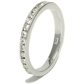 April Sterling Silver Cubic Zirconia Round Cut CZ Eternity Oprah Ring: Jewelry