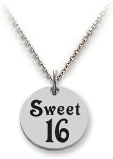 Stellar White Sterling Silver Sweet 16 Disc Pendant Necklace w/Chain