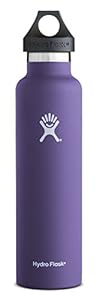 Hydro Flask 24 oz Vacuum Insulated Stainless Steel Water Bottle, Standard Mouth w/Loop Cap, Plum