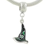 Sterling Silver and Enamel WITCH HAT Dangle Charm Bead fits Pandora and Biagi Bracelet GIFT BOXED