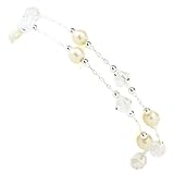 Delicate Chains Simulated Pearl and Crystal Silver Tone Bracelet