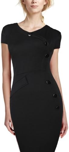 Ayanilis Tailored Formal Scoop Neck Work Commute Pencil Dresses ,Black,XX-Large