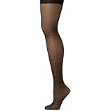 HUE Women's 3-Pack Sheer Micro Mesh Control Top Pantyhose,Black,3