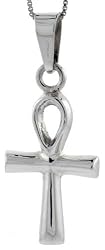 Sterling Silver 1 3/8" Polished Ankh Cross Pendant