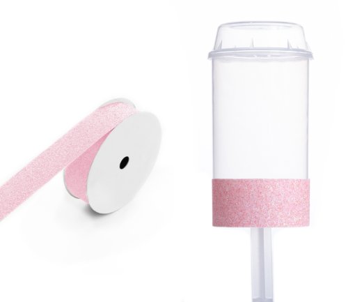 Dress My Cupcake DMC91899 Clear Push Pops 100-Pack Plastic Containers with Lid DIY Kit, Baby Pink Glitter