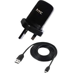 Genuine HTC Mains Charger & Modern-Tech Data/ Charge Cable Fits HTC Desire HD, Desire S, Legend, Desire, HD2, Wildfire, Wildfire S, Desire Z, HD7, Mozart, Incredible, ChaCha, Salsa, HD2 & HD Mini