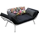 Elite Products Mali Convertible Futon Sofa with Silver Metal Frame