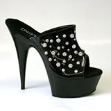 6 platform high vamp jeweled rhinestone slip on.