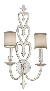 Corbett-Lighting 160-12 Heart Throb - Two Light Wall Sconce, Polished Nickel Finish with Hardback Linen Shade