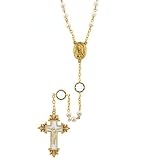 White Hand Enameled Limited Edition Gold Tone Rosary
