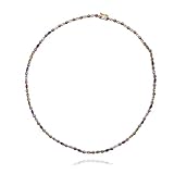 18k Yellow Gold Plated Sterling Silver Multi-Gemstone and Diamond Necklace, 18″