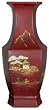 Distinctive Gift Idea Wedding Shower - 14" Hexagon Red Lacquered Porcelain Decorative Flower Vase