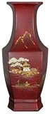 Distinctive Gift Idea Wedding Shower - 14" Hexagon Red Lacquered Porcelain Decorative Flower Vase
