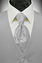 Platinum Solid Satin Vest with Coordinating Tapestry Tie