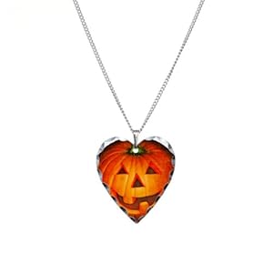 Necklace Heart Charm Halloween Holiday Jack-o-Lantern Pumpkin