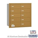 4B+ Horizontal Mailbox - 10 B Doors - Gold - Rear Loading - USPS Access