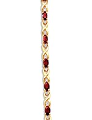 14k Yellow Gold Natural Garnet And Diamond Tennis Bracelet